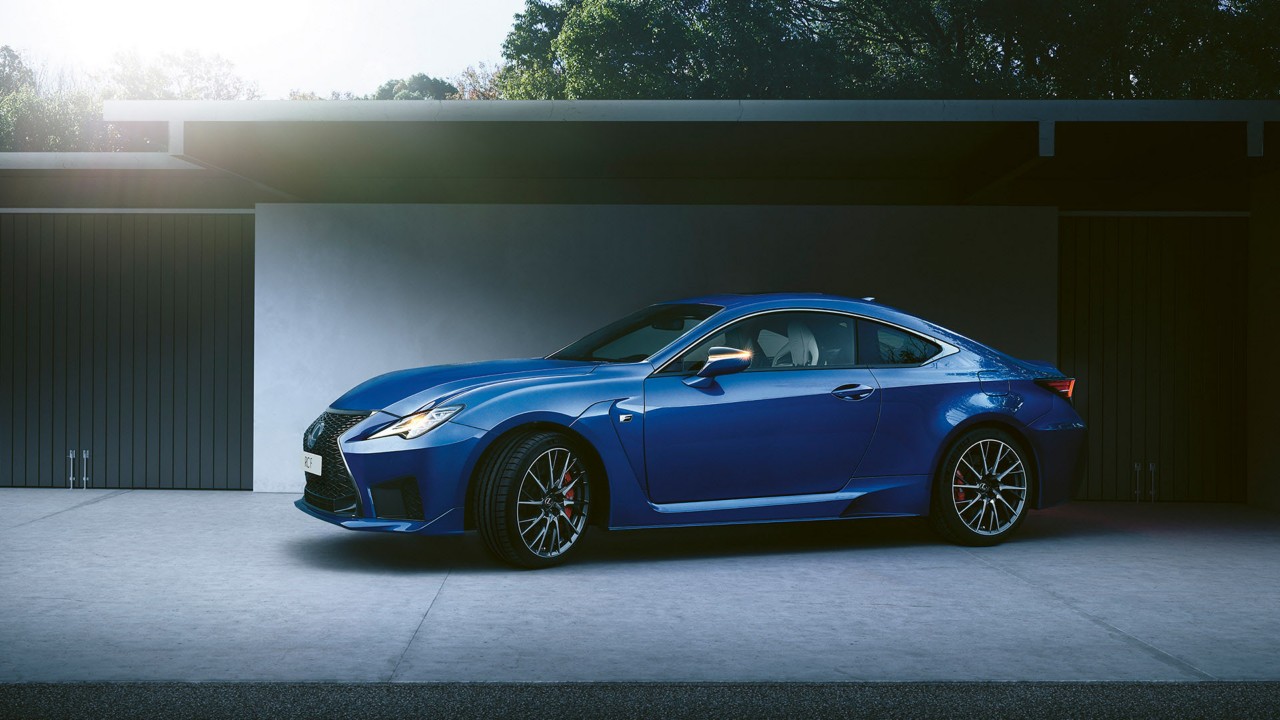 The Lexus RC F parked in a garage