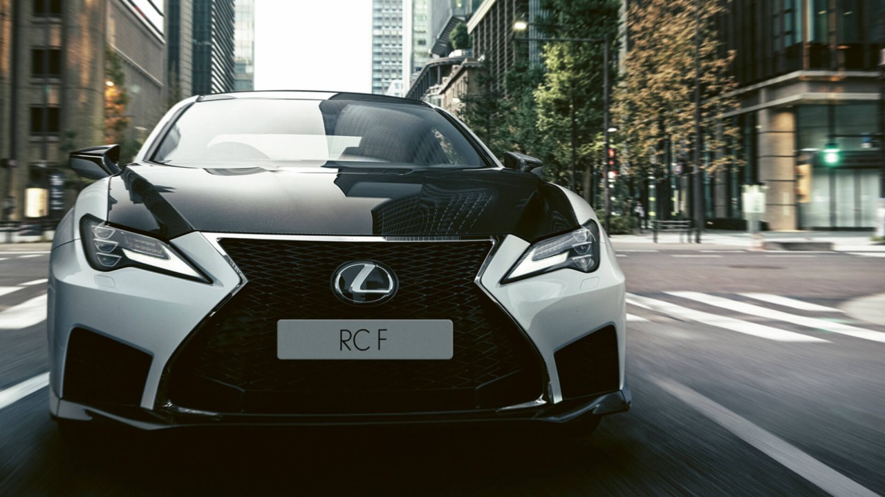 Lexus RC F Track Edition driving in a city location 