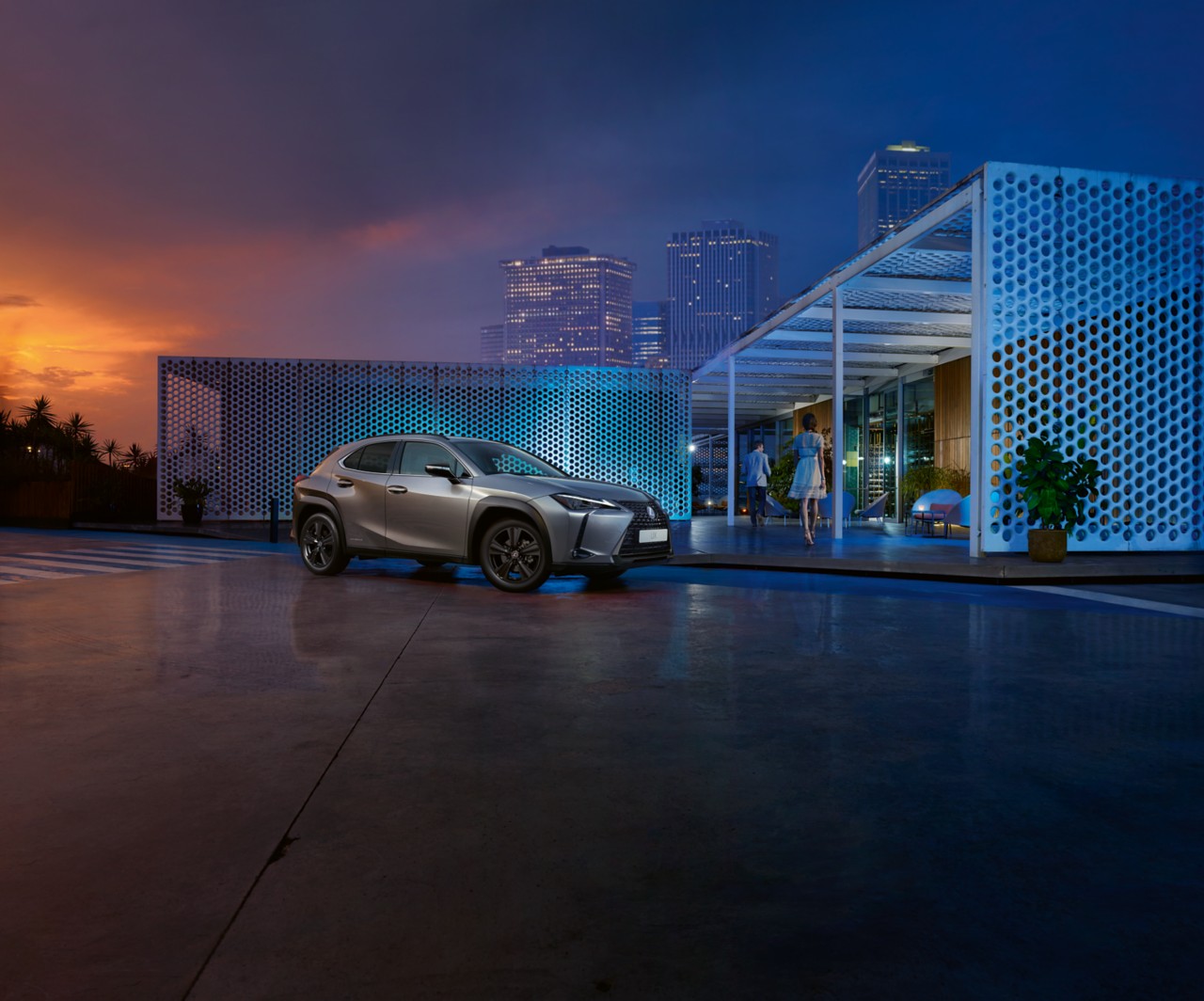 Lexus UX 250h parked outside a building 