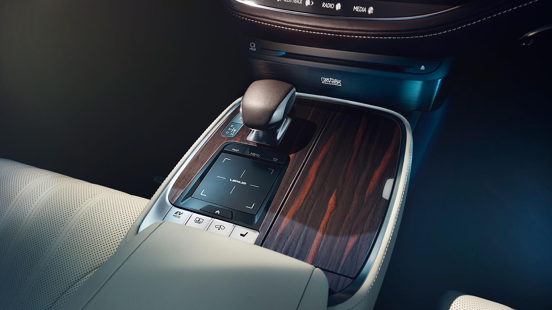 A close up of the Lexus interior surfaces 